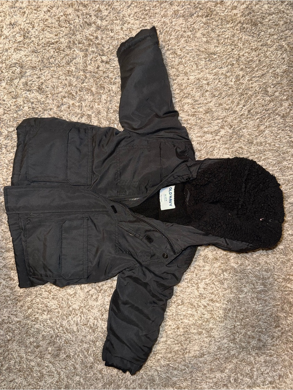 Old Navy Black Hooded Puffer Jacket for Kids